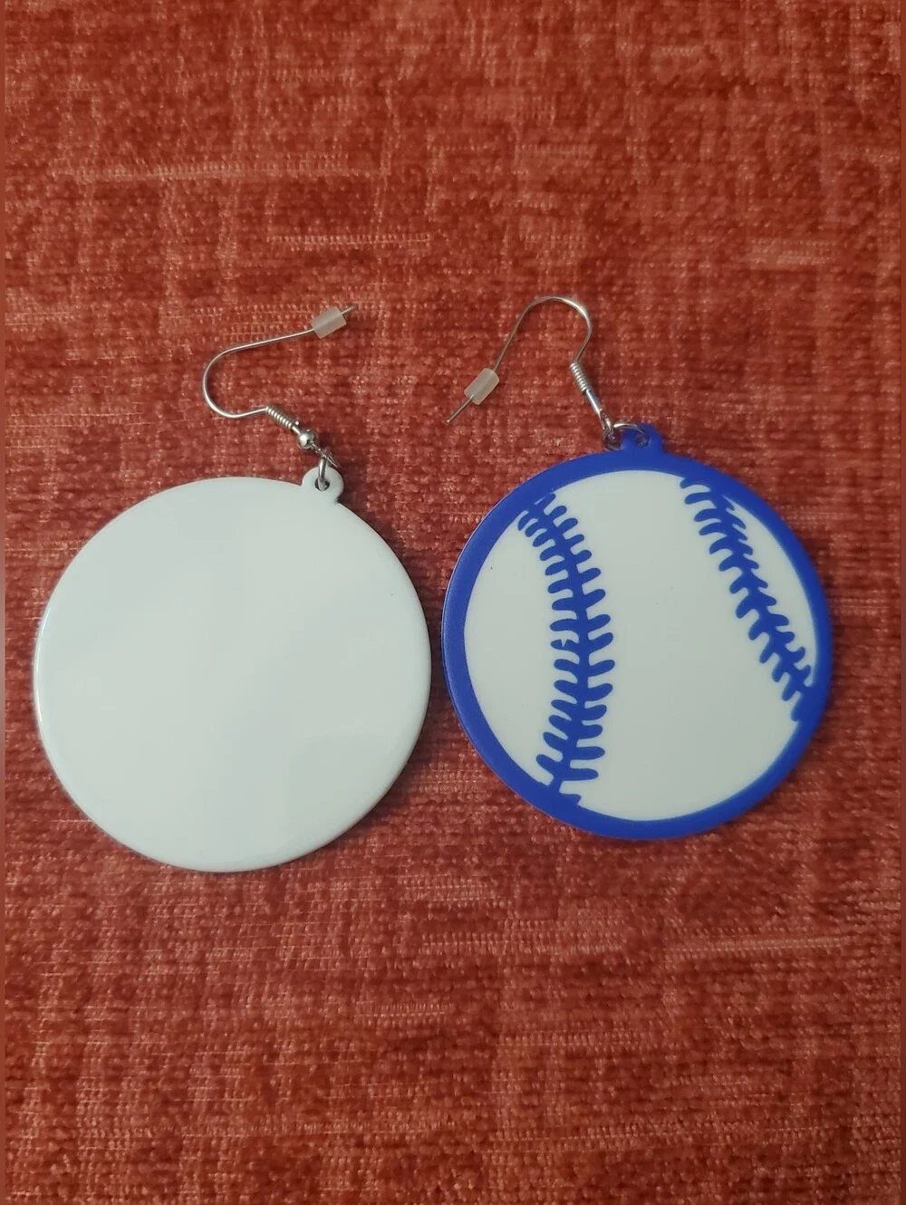 **SALE** Round Baseball Stitch Earrings
